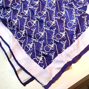 Vtg 1960s SCHIAPARELLI LOGO hand rolled 25X25 SILK SCARF